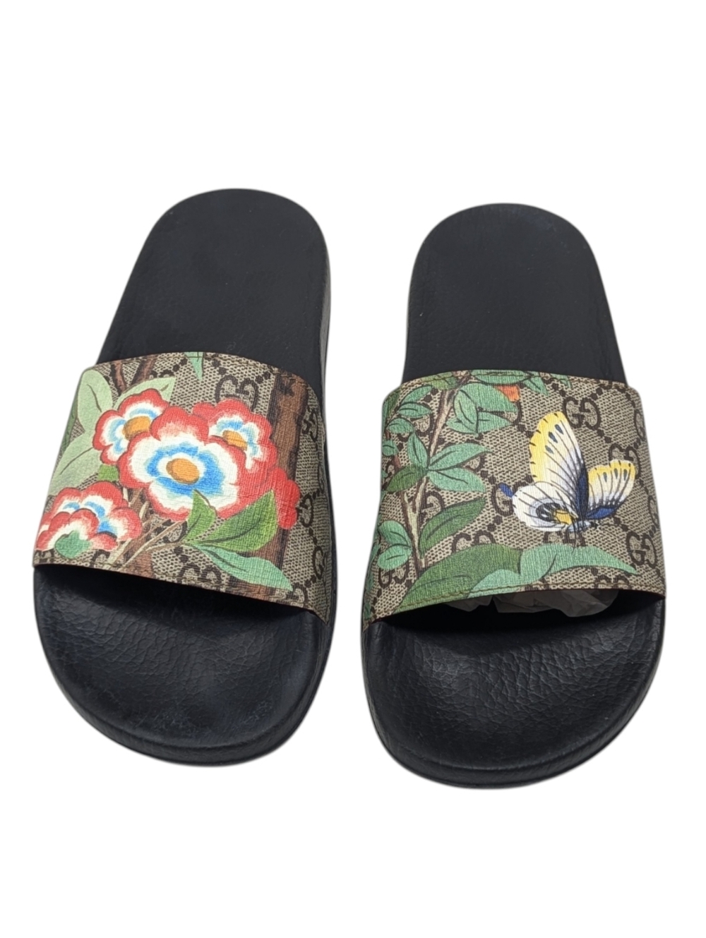 Gucci Tian Slides GG Supreme RARE Butterfly Floral Slide Sandals Size EU 39 - Picture 4 of 11
